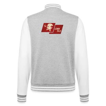 Lenin lebt - College-Sweatjacke - Grau meliert/Weiß - Hinten - Marisol (170cm)