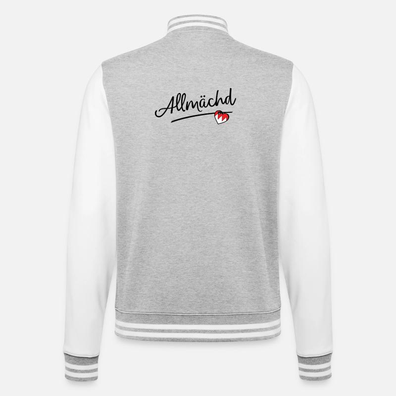 Allmächd - College-Sweatjacke - Grau meliert/Weiß