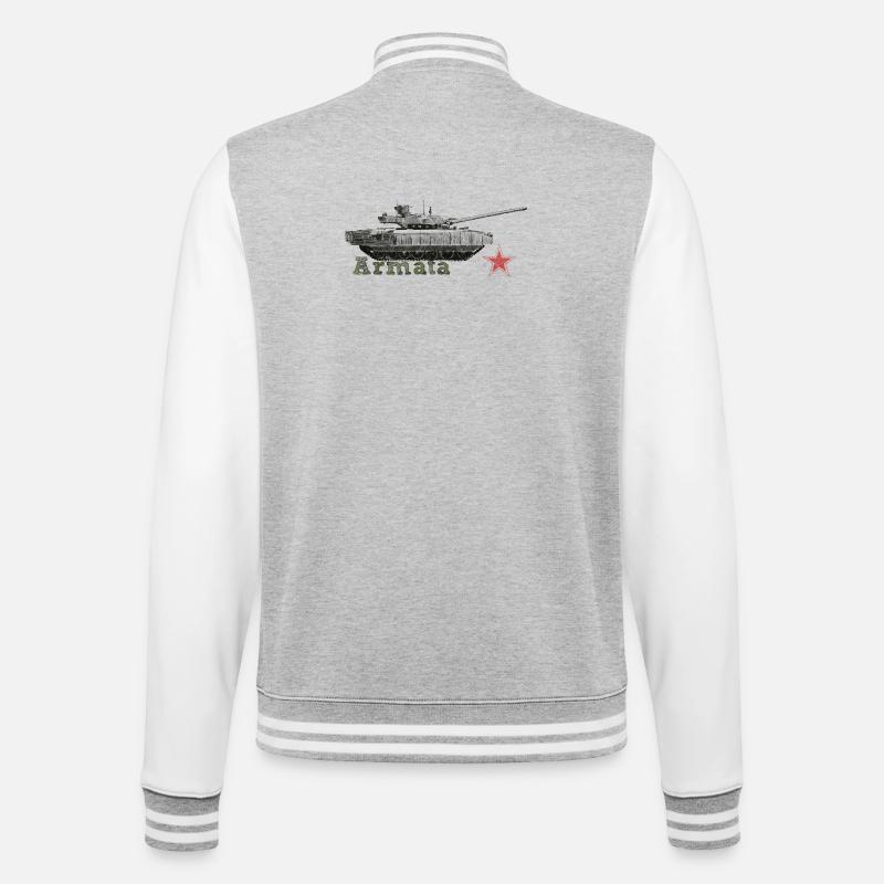 Panzer Silhouette mit rotem Stern - College-Sweatjacke - Grau meliert/Weiß