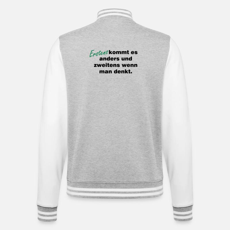 Wenn_man_denkt - College-Sweatjacke - Grau meliert/Weiß