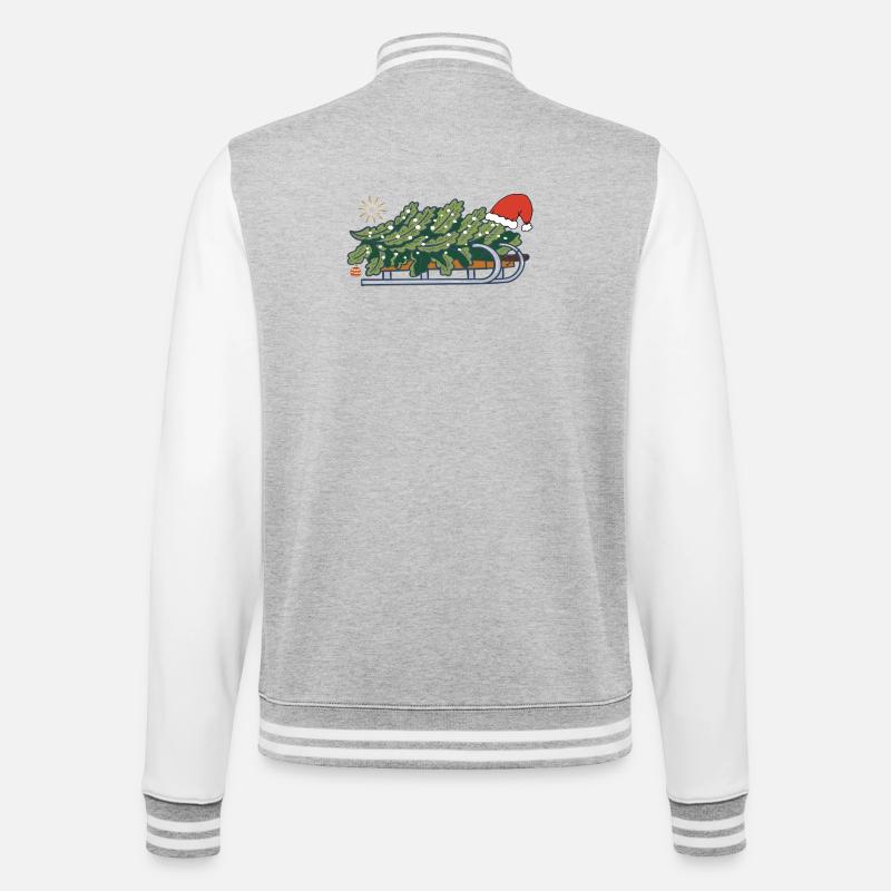 Weihnachtsbaum auf einem Schlitten - College-Sweatjacke - Grau meliert/Weiß