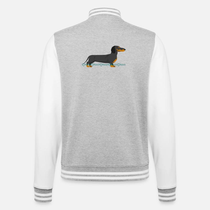 Dackel Silhouette mit Wasserzeichen Muster - College-Sweatjacke - Grau meliert/Weiß