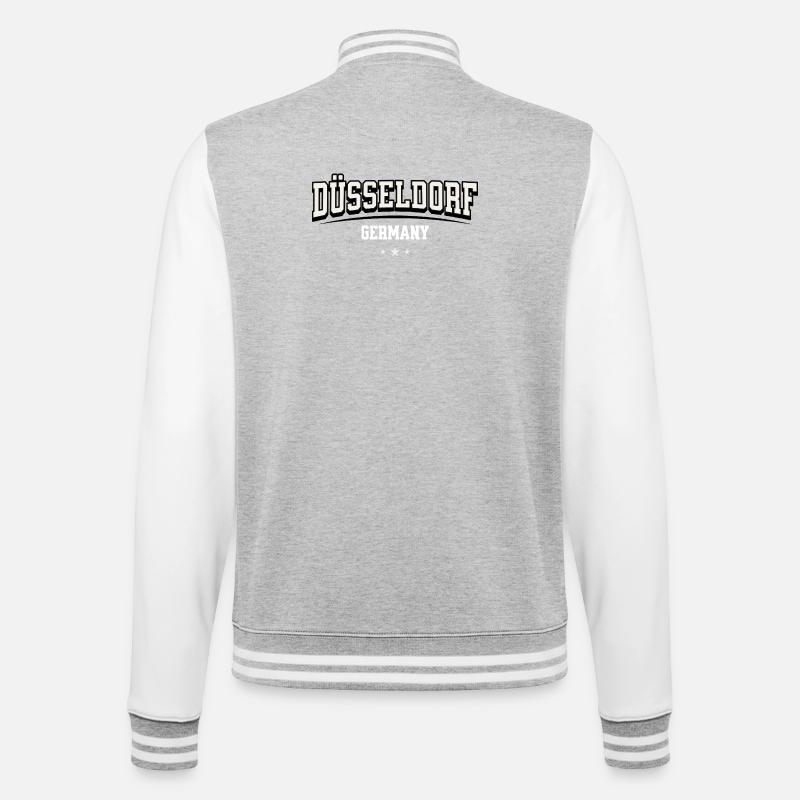 Düsseldorf Germany Blockschrift-Logo - College-Sweatjacke - Grau meliert/Weiß