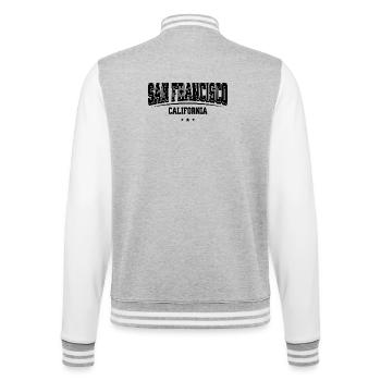 Lettrage de l’arc de San Francisco - Veste Teddy - gris chiné / blanc - Dos - Marisol (170cm)