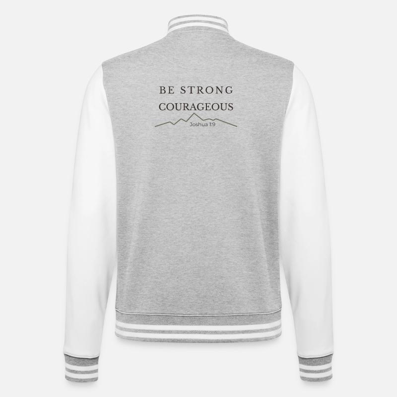 Sei stark und mutig | Josua 1,9 - College-Sweatjacke - Grau meliert/Weiß