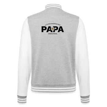 Bayerisches Original - Papa - College-Sweatjacke - Grau meliert/Weiß - Hinten - Marisol (170cm)