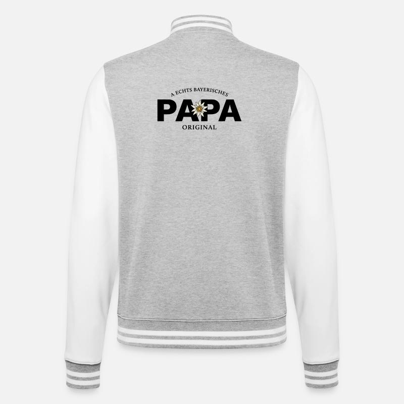 Bayerisches Original - Papa - College-Sweatjacke - Grau meliert/Weiß