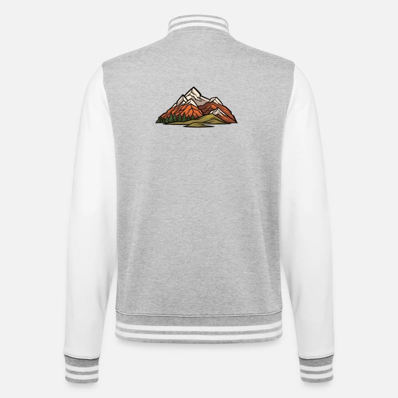 Berge Landschaft - College-Sweatjacke - Grau meliert/Weiß