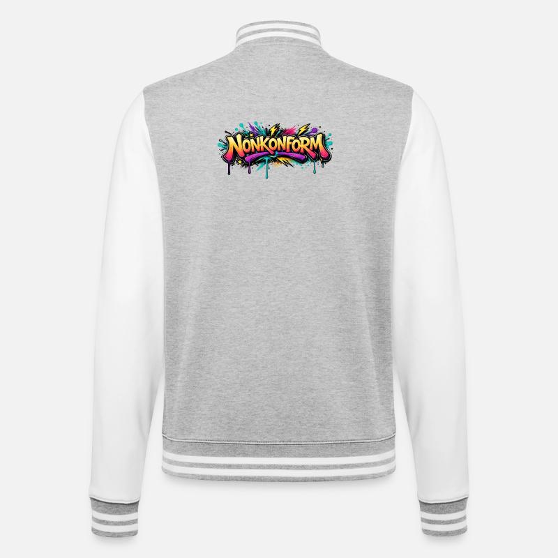Nonkonform Graffiti  - College-Sweatjacke - Grau meliert/Weiß