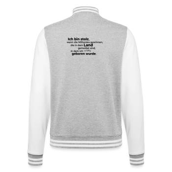 Stolz - College-Sweatjacke - Grau meliert/Weiß - Hinten - Marisol (170cm)