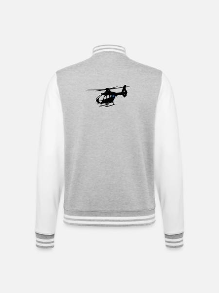 Notarzthubschrauber - College-Sweatjacke - Grau meliert/Weiß