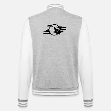 Der schwarze Wolf - College-Sweatjacke - Grau meliert/Weiß