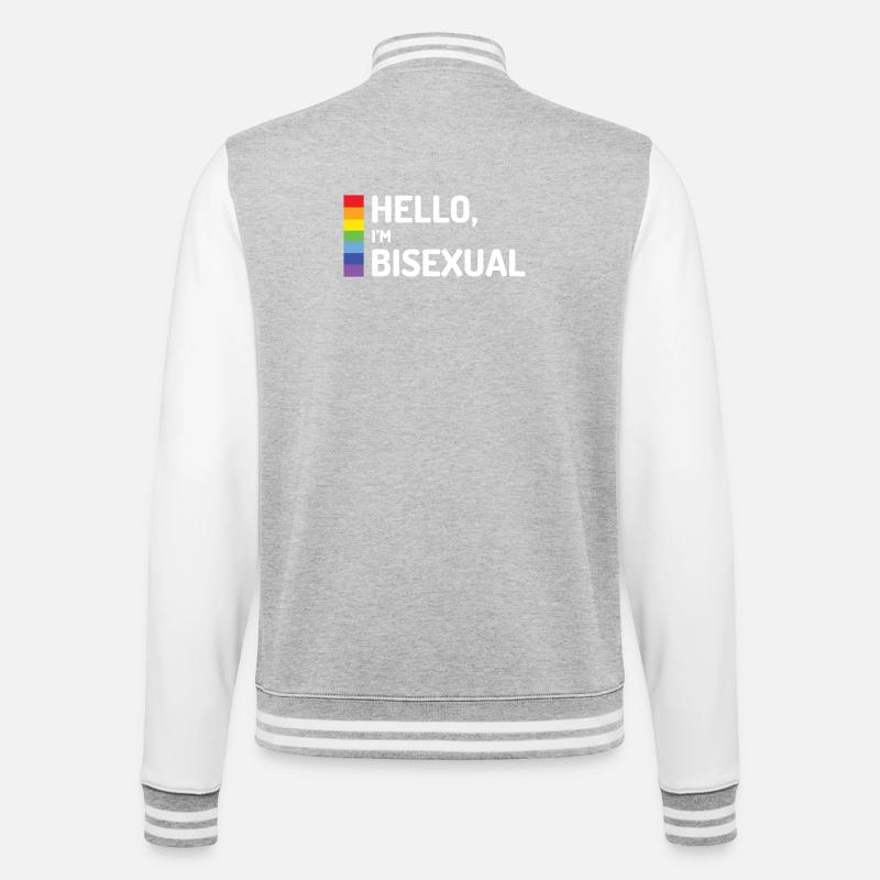 Hallo, ich bin bisexuell - College-Sweatjacke - Grau meliert/Weiß