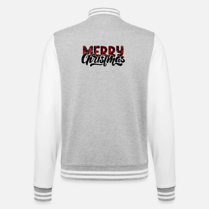 Plaid Glitch Typography - College Sweat Jacket - heather grey/white
