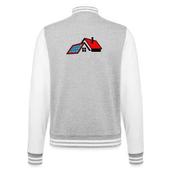 Haus mit rotem Dach und Sonnenkollektoren Logo - College-Sweatjacke - Grau meliert/Weiß - Hinten - Marisol (170cm)