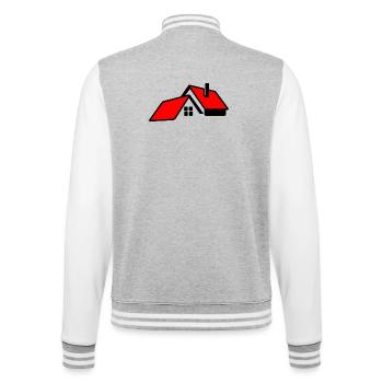 Maison avec logo de toit rouge - Veste Teddy - gris chiné / blanc - Dos - Marisol (170cm)