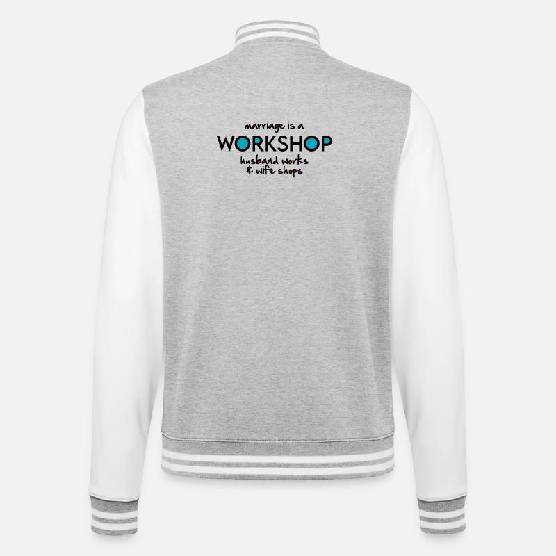 Werkstatt - College-Sweatjacke - Grau meliert/Weiß