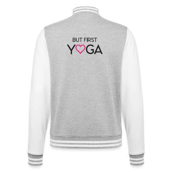 Ok, mais d’abord le yoga - Veste Teddy - gris chiné / blanc - Dos - Marisol (170cm)