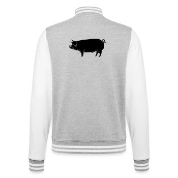 Pig shadow image logo - College Sweat Jacket - heather grey/white - Back - Marisol (170cm)
