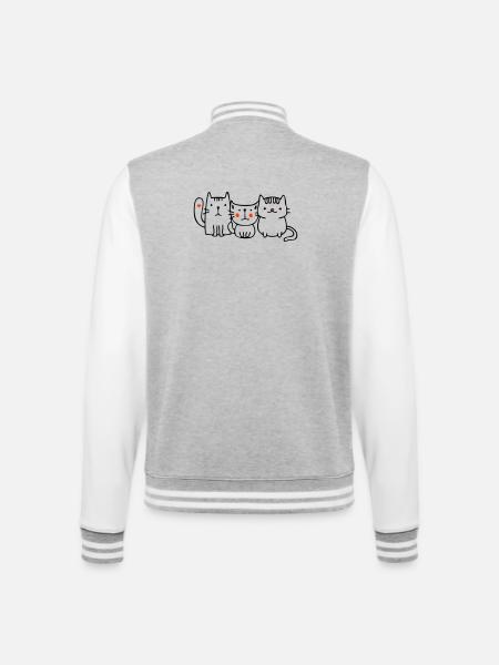 Chats, amis - Veste Teddy - gris chiné / blanc