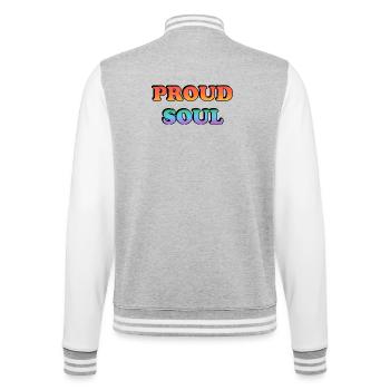 Typographie dégradée Proud Soul - Veste Teddy - gris chiné / blanc - Dos - Marisol (170cm)