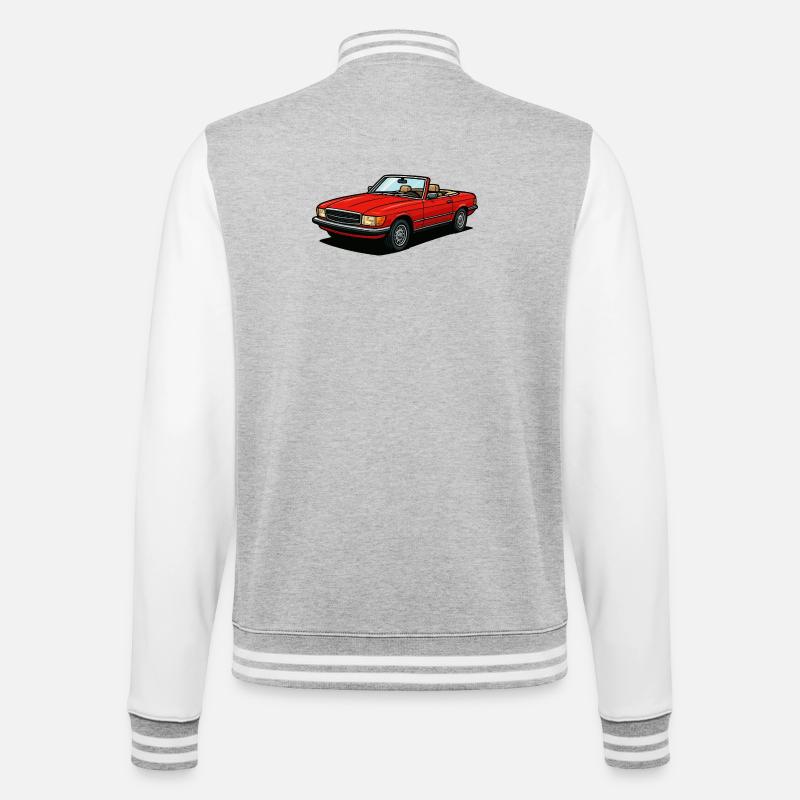 Rotes Cabrio Offenes Dach - College-Sweatjacke - Grau meliert/Weiß