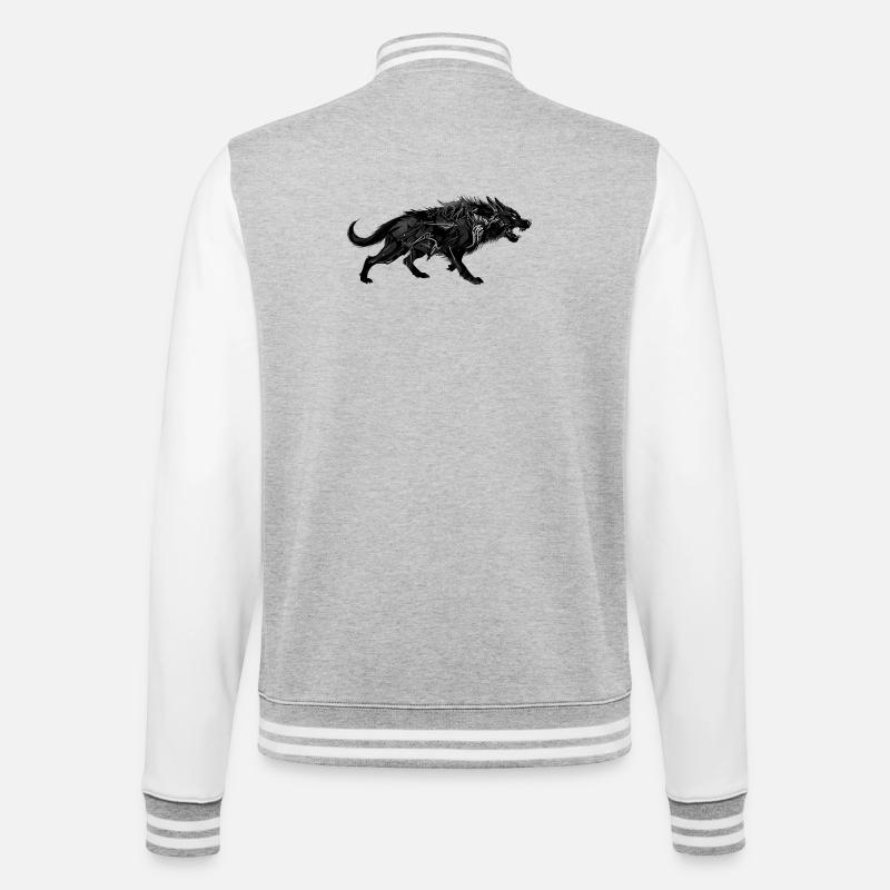 Wolf - College-Sweatjacke - Grau meliert/Weiß