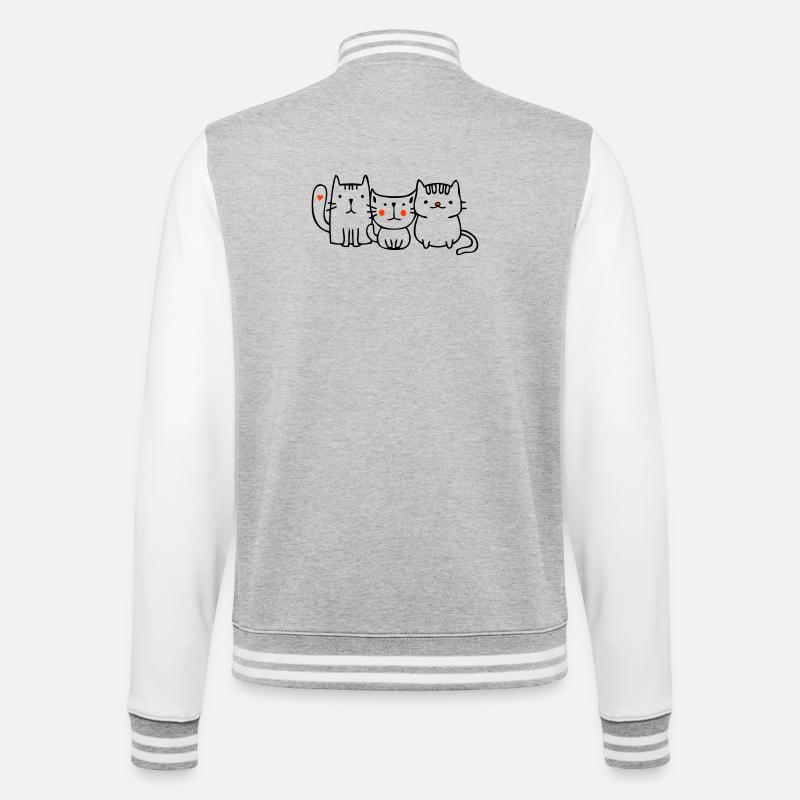 drei kleine Katzen - College-Sweatjacke - Grau meliert/Weiß