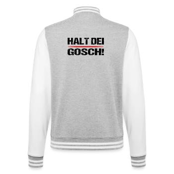 Halt dei Gosch ! Dicton souabe - Veste Teddy - gris chiné / blanc - Dos - Marisol (170cm)