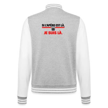 If the aperitif is there I'm there humor - College Sweat Jacket - heather grey/white - Back - Marisol (170cm)
