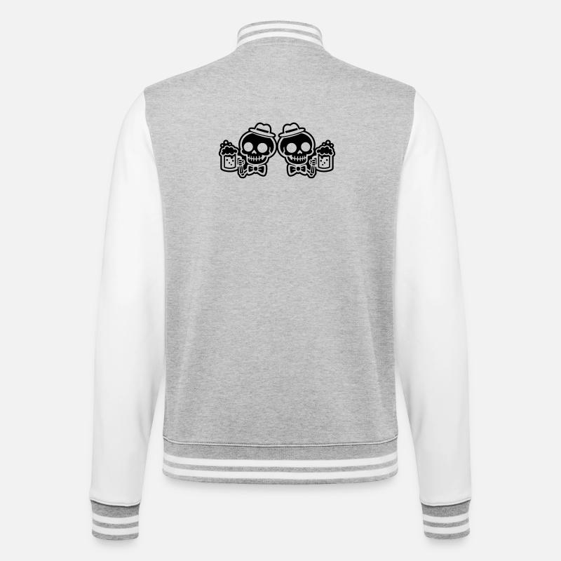 Skelett Bier Team Junggesellen - College-Sweatjacke - Grau meliert/Weiß