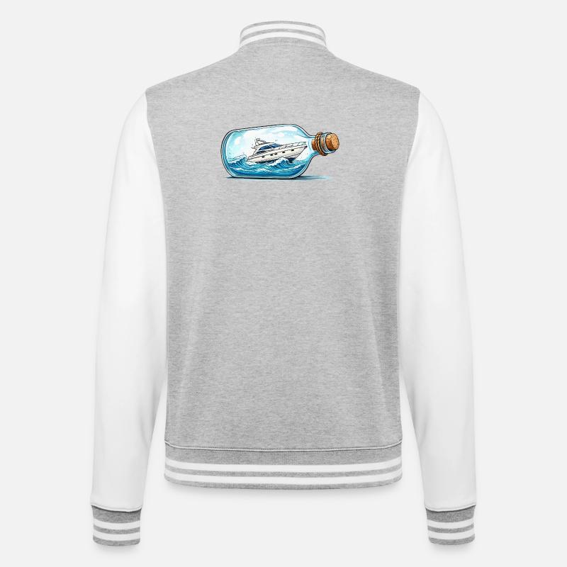 Flaschenboot auf hoher See - College-Sweatjacke - Grau meliert/Weiß