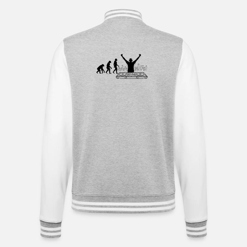 Evolution zum DJ Humor Fun  - College-Sweatjacke - Grau meliert/Weiß