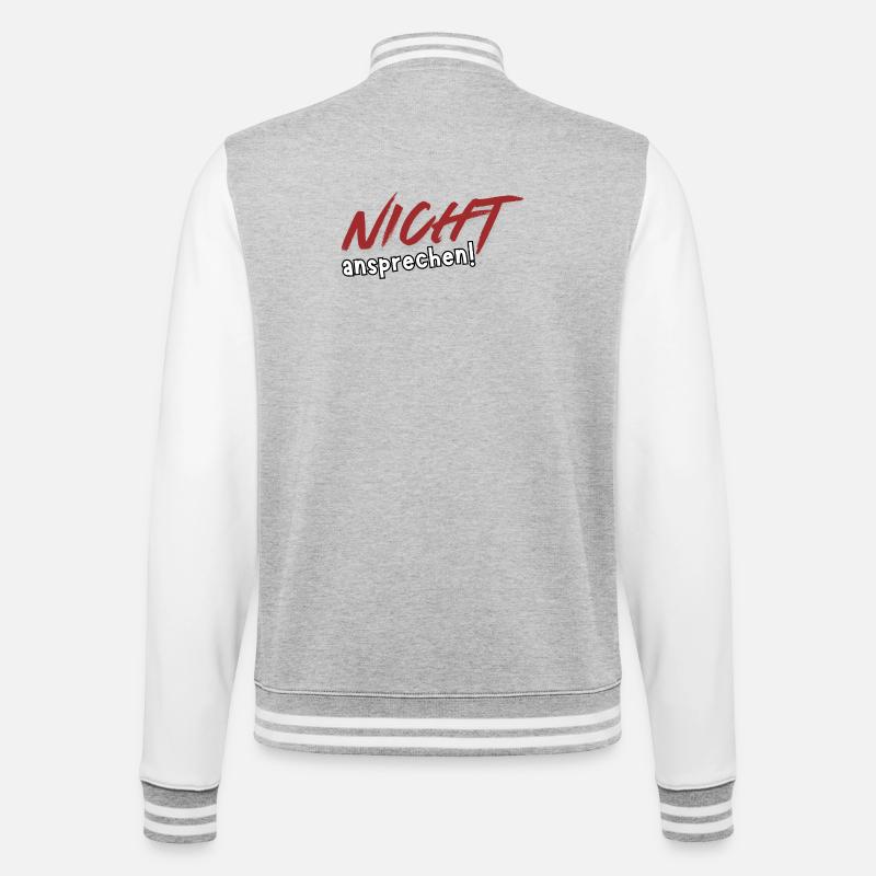 Nicht ansprechen! - College-Sweatjacke - Grau meliert/Weiß