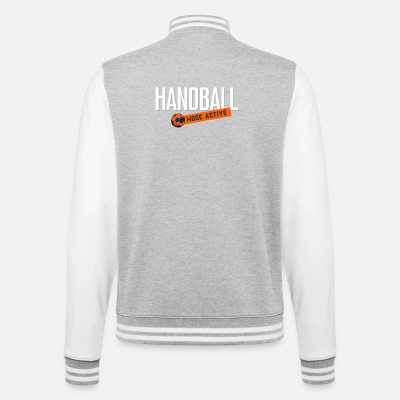 Handball-Aktivmodus - College-Sweatjacke - Grau meliert/Weiß