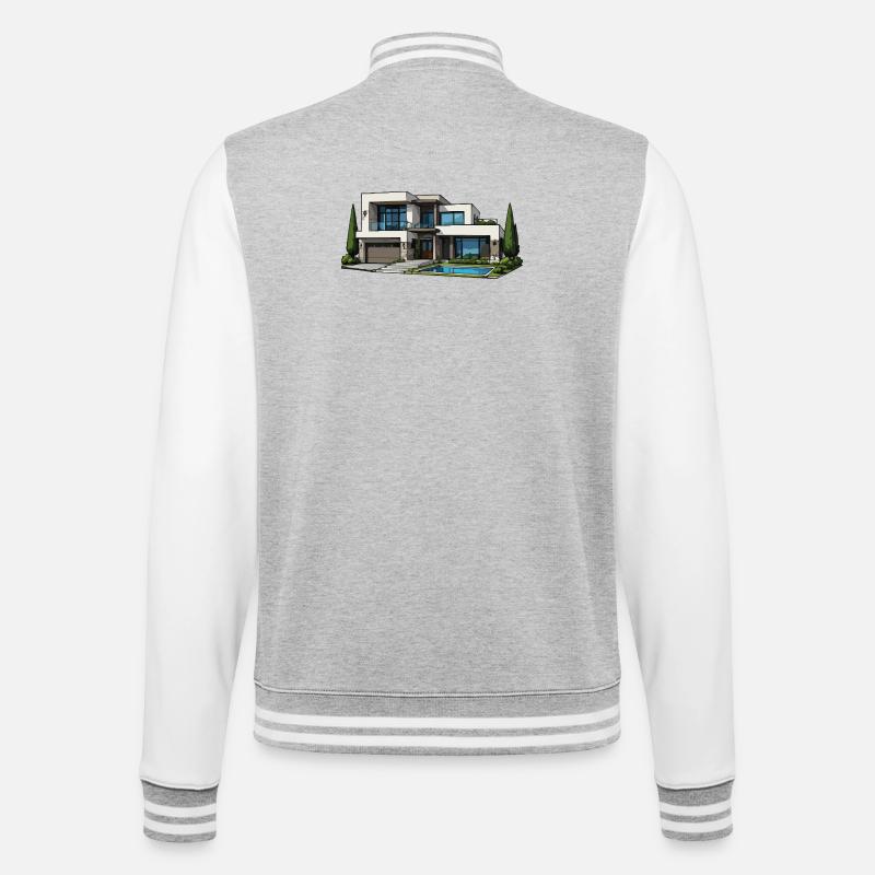 Modern villa with pool - College Sweat Jacket - heather grey/white