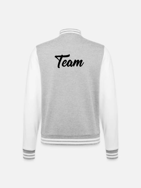 team - College-Sweatjacke - Grau meliert/Weiß