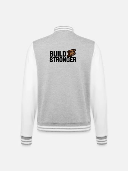 Build Stronger Logo - College-Sweatjacke - Grau meliert/Weiß