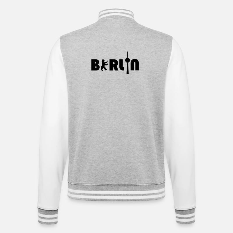 Berlin - College-Sweatjacke - Grau meliert/Weiß
