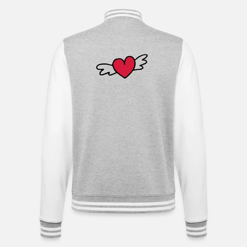 fliegendes Herz Liebe Geschenk - College-Sweatjacke - Grau meliert/Weiß
