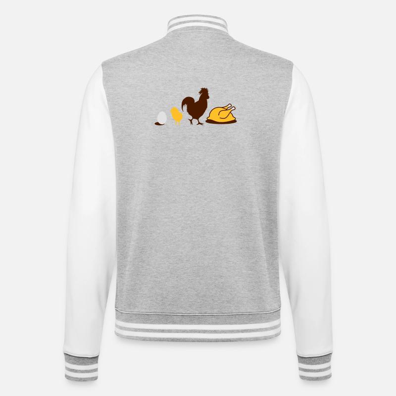 Ei,Küken,Hahn und Hähnchen-Geflügel Evolution - College-Sweatjacke - Grau meliert/Weiß