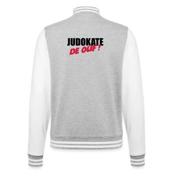 Judo / Judoka / Sport / Fight / Fighter / Strong - College Sweat Jacket - heather grey/white - Back - Marisol (170cm)