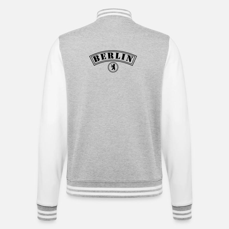 Berlin mit Bär - College-Sweatjacke - Grau meliert/Weiß