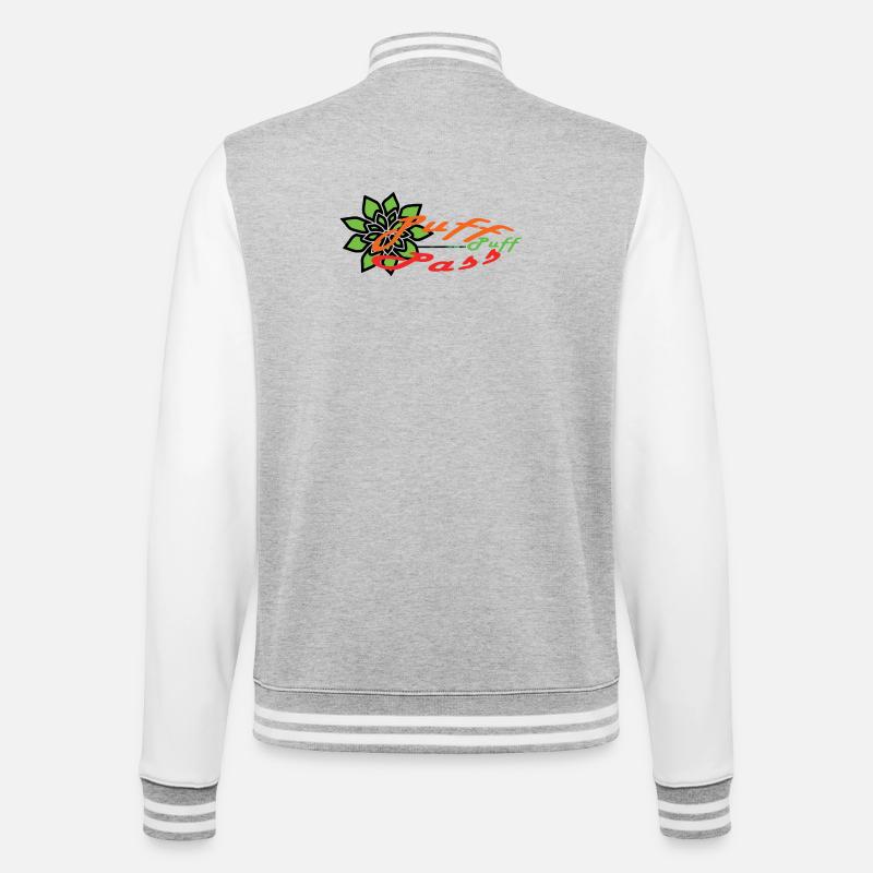 Puff-Puff-Pass !!! - College-Sweatjacke - Grau meliert/Weiß