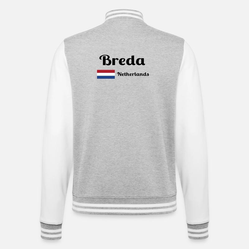 Breda Niederlande - Stilvolle Drucke - College-Sweatjacke - Grau meliert/Weiß
