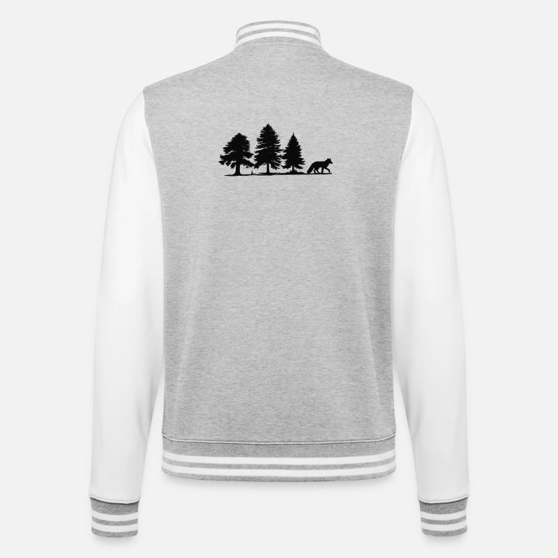 Forest Path Fox Silhouette - College Sweat Jacket - heather grey/white