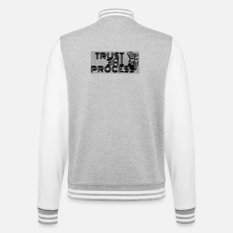 VERTRAUEN SIE DEM PROZESS - College-Sweatjacke - Grau meliert/Weiß