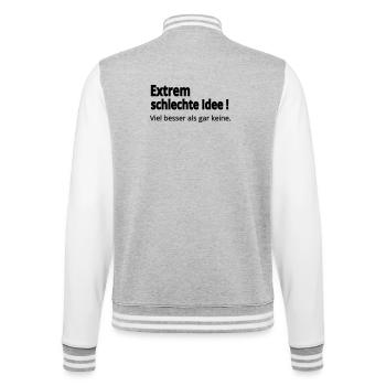 Schlechte Idee - College-Sweatjacke - Grau meliert/Weiß - Hinten - Marisol (170cm)
