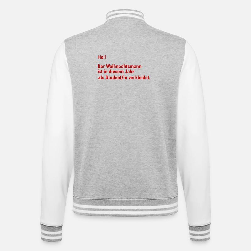 Weihnachtsmann als Student - College-Sweatjacke - Grau meliert/Weiß