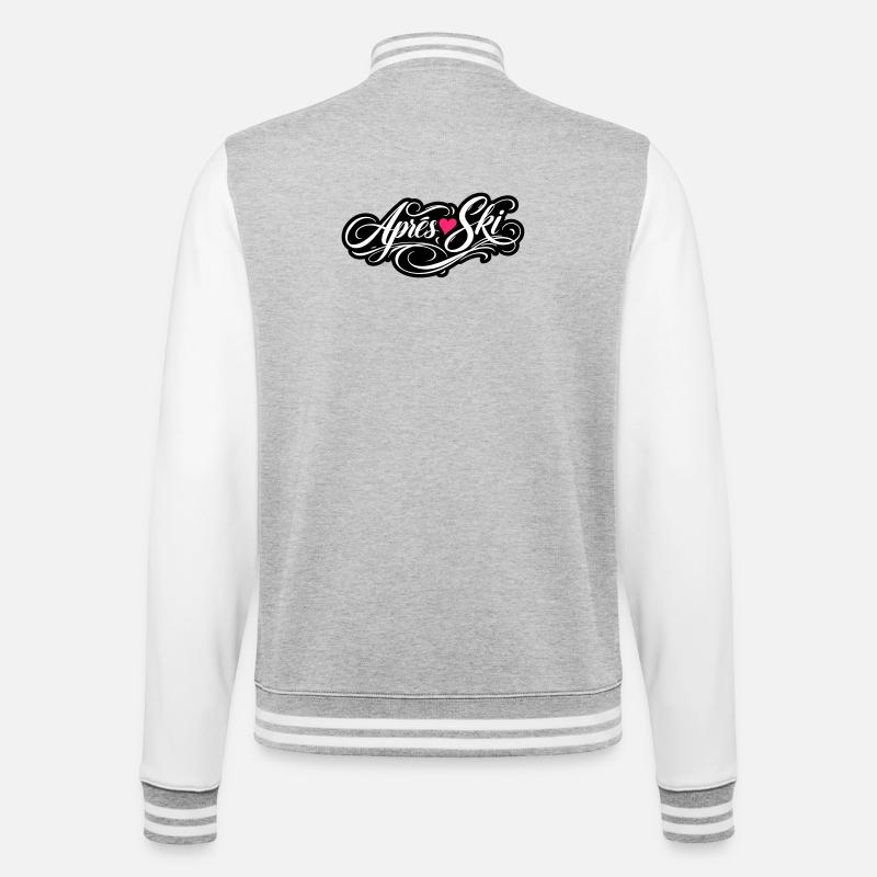 Apres Ski Herz Liebe - College-Sweatjacke - Grau meliert/Weiß